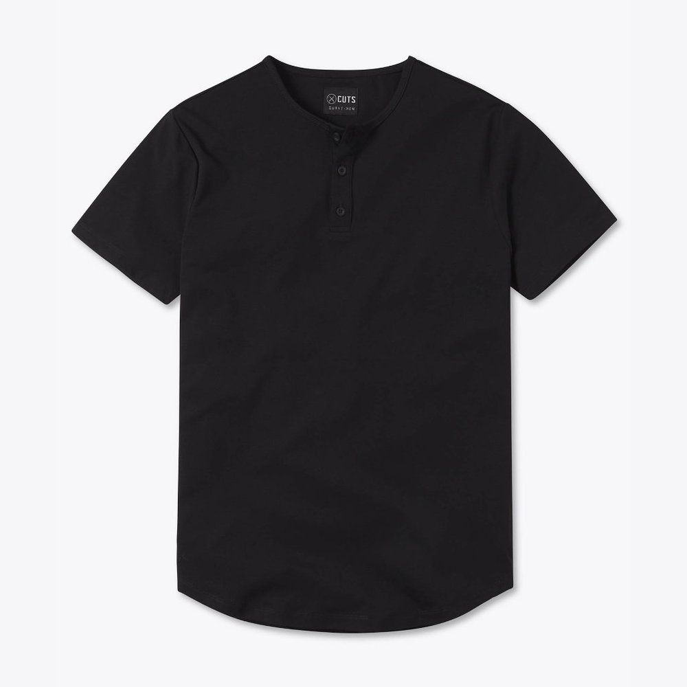Cuts Clothing AO Henley Curve-Hem tee - Black